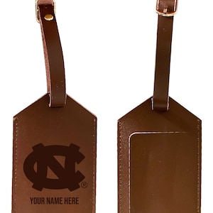 UNC Tar Heels Engraved Leather Luggage Tag Customizable Officially Licensed
