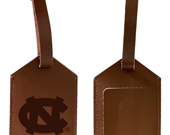 Personalized Customizable UNC Tar Heels Engraved Leather Luggage Tag with Custom Name