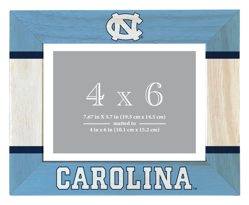 UNC Tar Heels Wooden Photo Frame Matted to 4 x 6 Inch Officially Licensed Printed