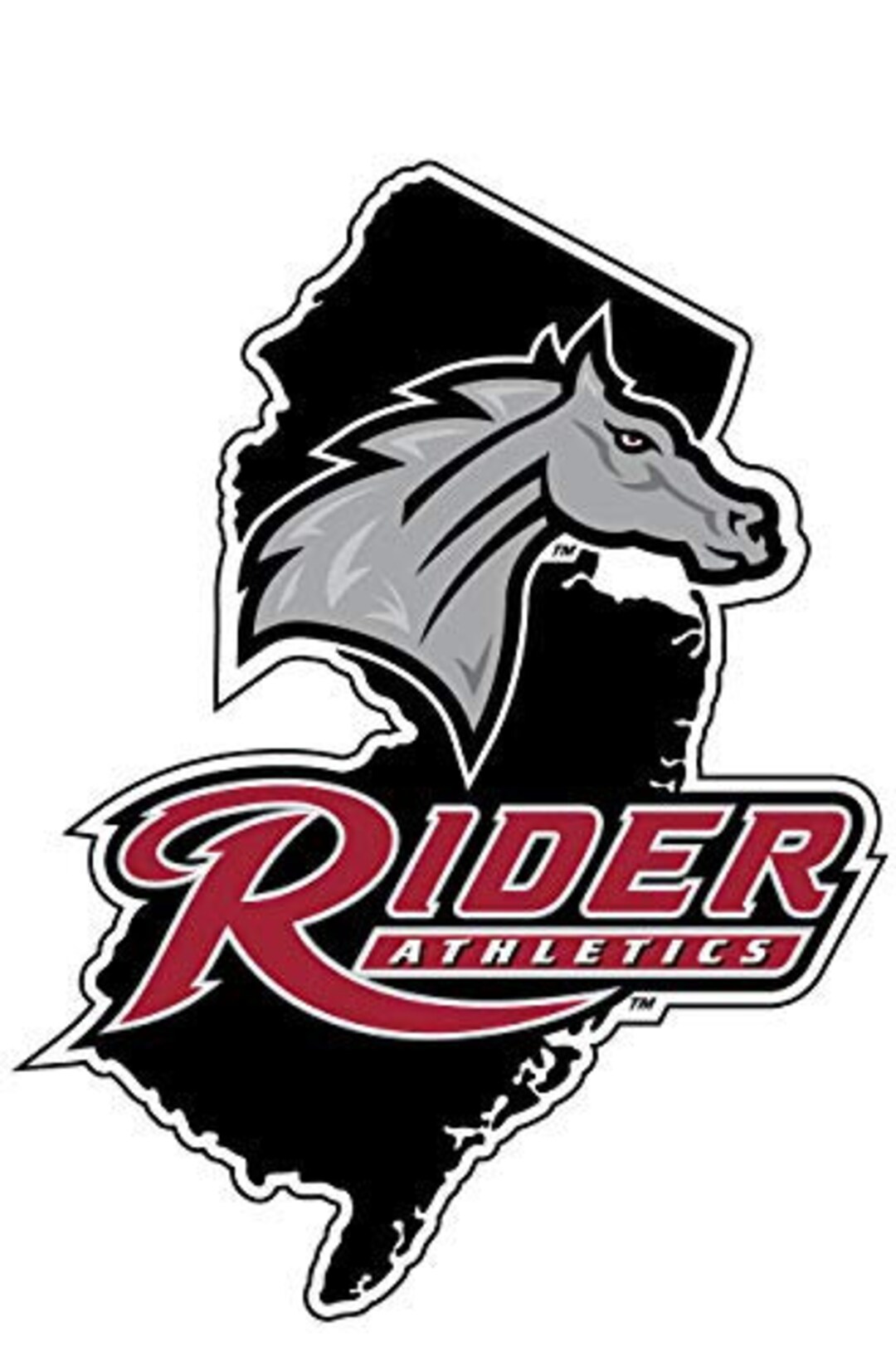 R and R Imports Rider University Broncs 4 Inch State Shape Vinyl Decal