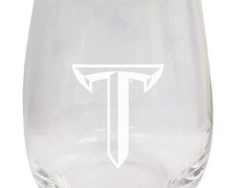 Troy University 15oz Engraved Stemless Wine Glass Officially Licensed
