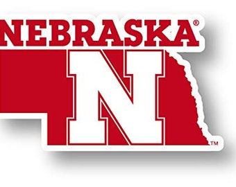 Nebraska Cornhuskers 4 Inch State Shape - Sticker / Magnet Choice