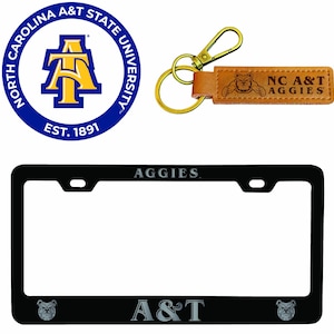 North Carolina A&T State Aggies Offic. Lic. Auto Pack – License Plate Frame, Keychain, Set of 2 Stickers image 1