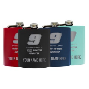 Chase Elliott Hooters #9 Nascar 7 oz Stainless Steel Flask - Customizable