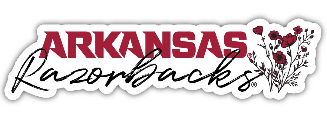 Arkansas Razorbacks Script Floral Sticker/magnet - Officially Licensed ...