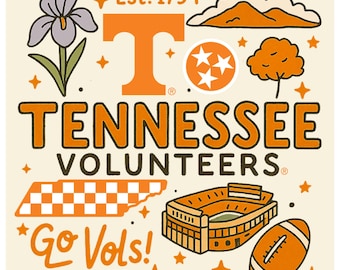 Tennessee Knoxville Volunteers Medley Design Decorative Magnet or Sticker – Officially Licensed