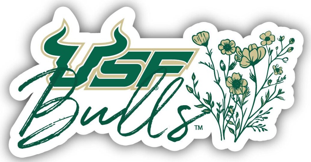 South Florida Bulls Script Floral Sticker/magnet - Officially Licensed ...