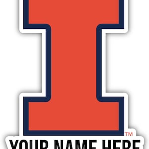 Illinois Fighting Illini Customizable Vinyl Sticker - Multiple Sizes Available