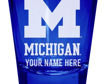 Michigan Wolverines Officially Licensed Personalized Engraved Full Color 2 oz Shot Glass
