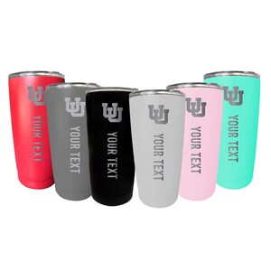Utah Utes 16 oz Customizable Etched Insulated Stainless Steel Tumbler - Multiple Colors