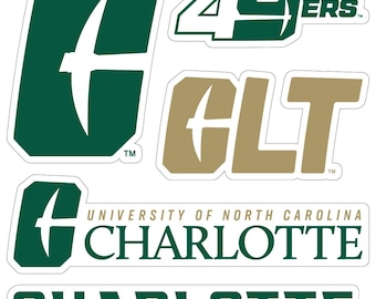 North Carolina Charlotte Forty-Niners Officially Licensed College Sticker Multipack - School Spirit Decal Set