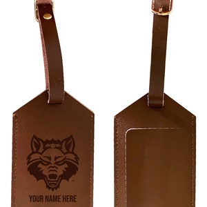 Arkansas State Engraved Leather Luggage Tag Customizable Officially Licensed
