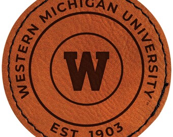 Western Michigan University Offic. Licensed Leatherette Patch - Iron-On College Logo (Circle/Hexagon)