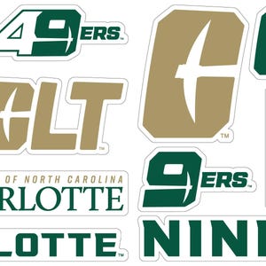 North Carolina Charlotte Forty-Niners Officially Licensed College Sticker Multipack - School Spirit Decal Set 10-Pack