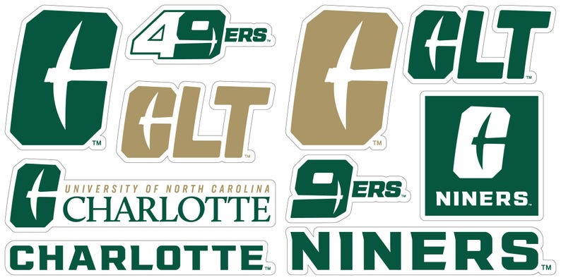 North Carolina Charlotte Forty-Niners Officially Licensed College Sticker Multipack - School Spirit Decal Set 10-Pack
