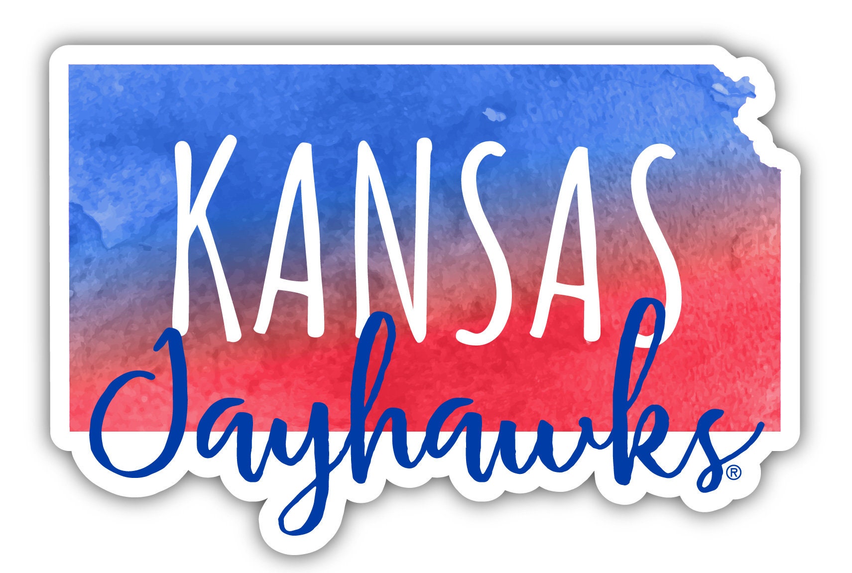 Kansas Stickers Kansas Jayhawks Vinyl Sticker - Watercolor State Design - Etsy