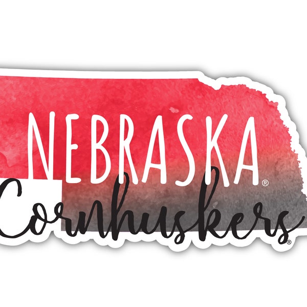 Nebraska Cornhuskers Watercolor State Die Cut Decal