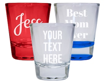 Customizable Engraved 2 oz Round Shot Glass With 9 Color Options