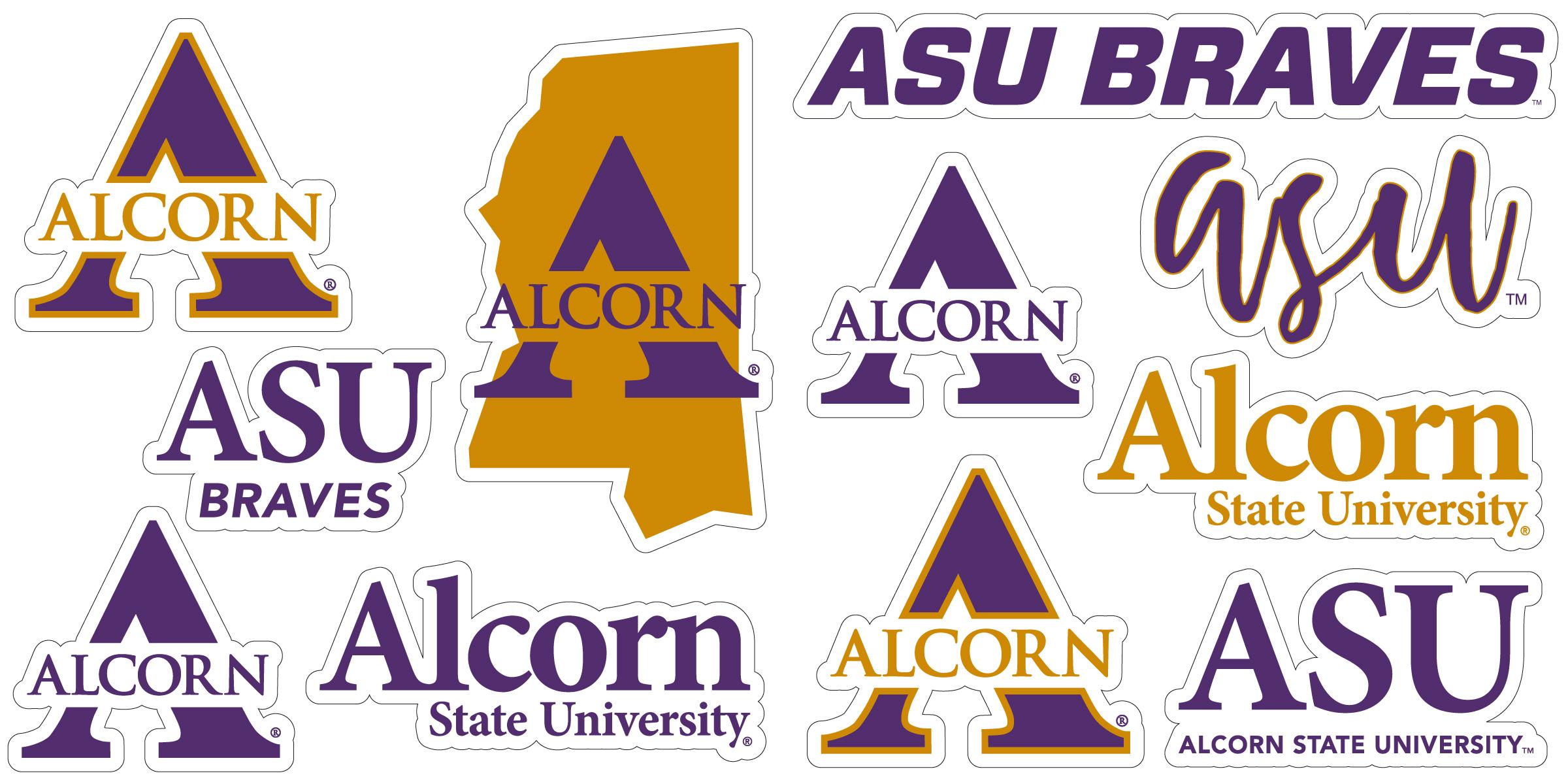 Rico Industries Alcorn State 3-Piece Retro Spirit Decals - Vinyl Stickers For Cars, Lockers, Laptops