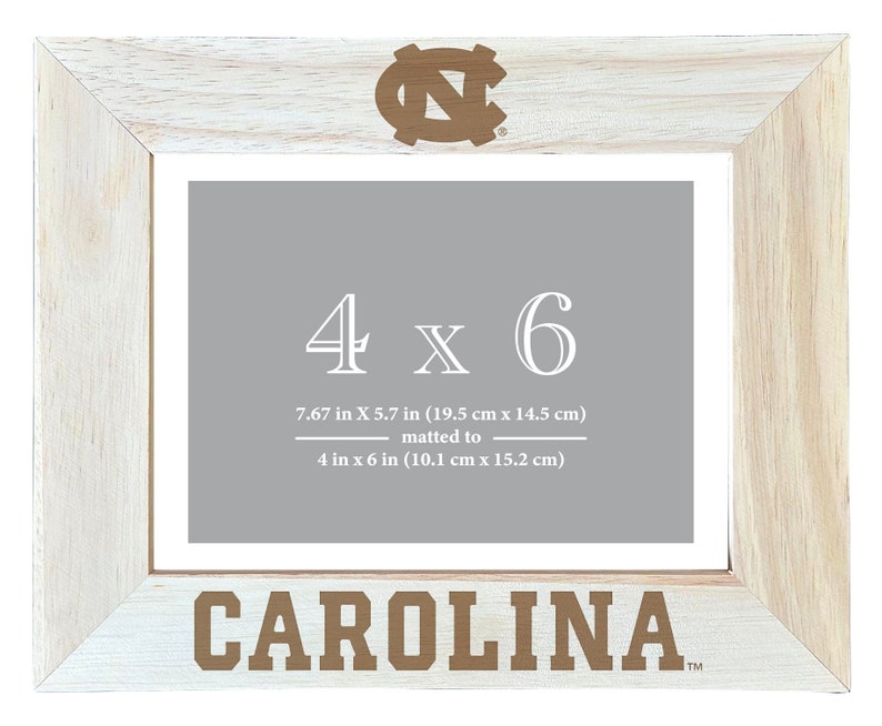 UNC Tar Heels Wooden Photo Frame Matted to 4 x 6 Inch Officially Licensed Etched