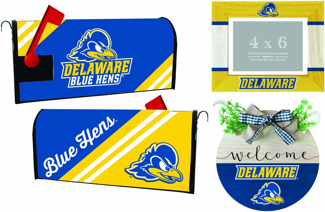 Delaware Blue Hens Offic. Lic. Decor Pack – Mailbox Cover, Wreath Sign ...