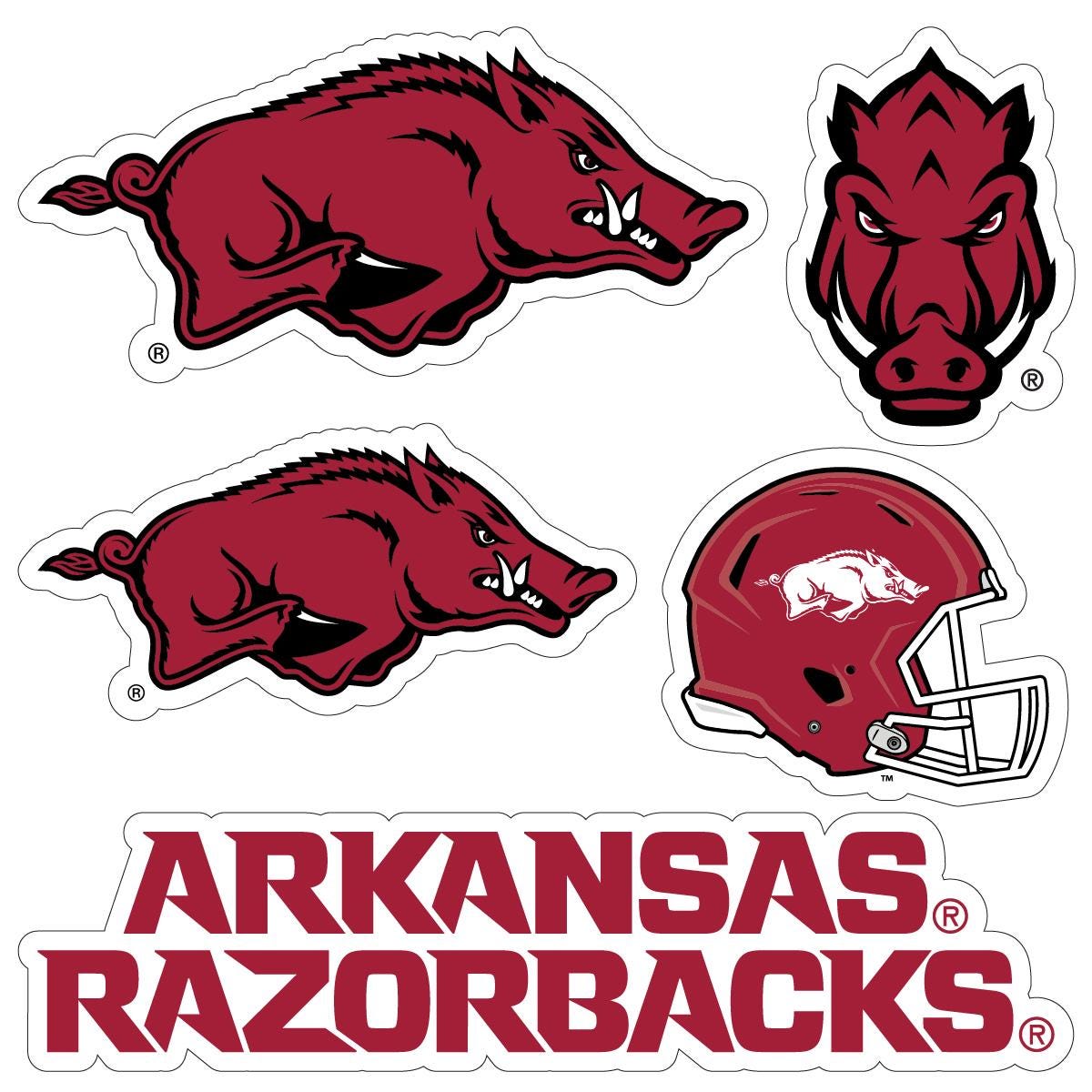 Allen Engineering Razorbacks Rider Sticker Arkansas Razorbacks Officially Licensed College Sticker Multipack ...