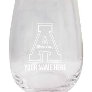 Appalachian State Customizable 15 oz Engraved Stemless Wine Glass