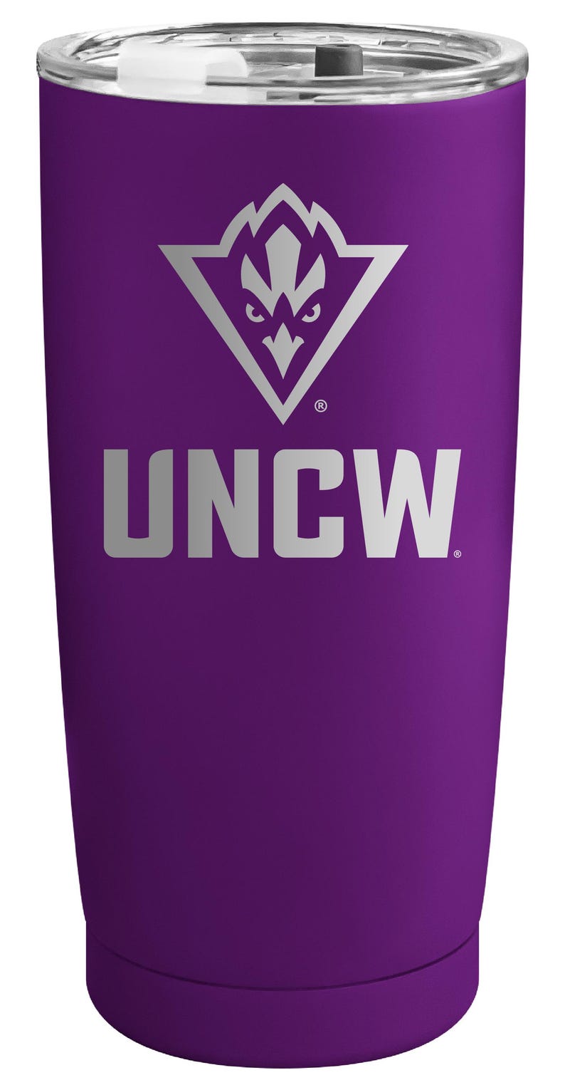 North Carolina Wilmington Seahawks Offic. LIC. 16 oz Engraved Stainless Steel Tumbler Purple