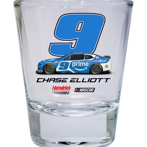 Nascar #9 Chase Elliott 2 oz Round Shot Glass Officially Licensed