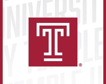 Póster oficial de la Universidad de Temple – Diseño degradado o de medios tonos, varios tamaños