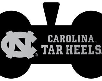 UNC Tar Heels Dog Tag Matte Black Bone-shaped Engraved Officially Licensed