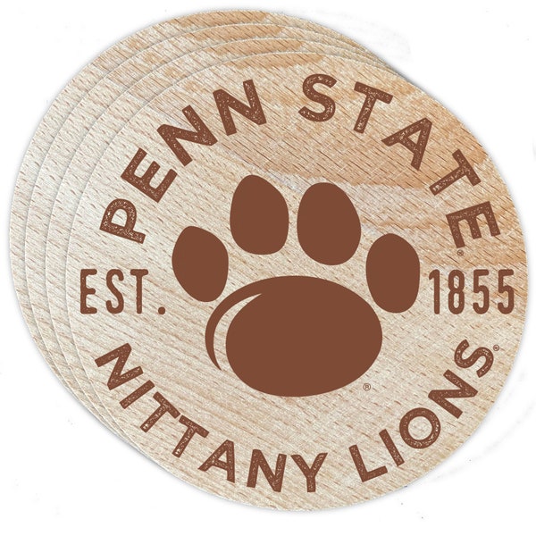 R and R Imports Penn State Nittany Lions Wood Coaster Engraved 4-Pack