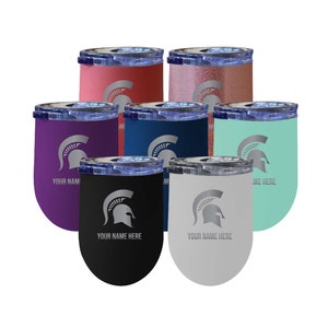 Michigan State Spartans 12 oz Engraved Stainless Steel Insulated Wine Tumbler - Customizable