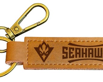 North Carolina Wilmington Seahawks Leather Keychain 3.25" Long