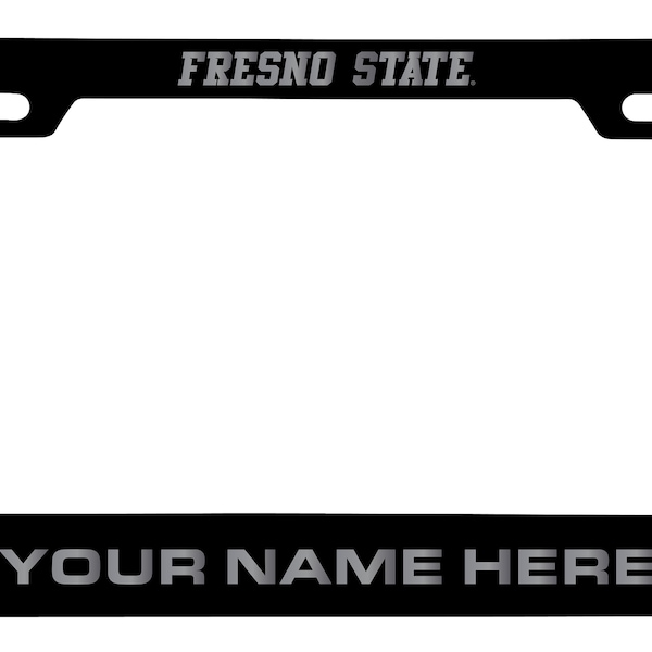 Collegiate Custom Fresno State Bulldogs Metal License Plate Frame with Engraved Name
