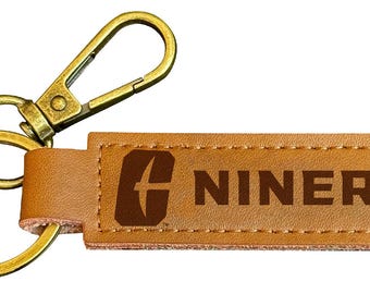 North Carolina Charlotte Forty-Niners Leather Keychain 3.25" Long