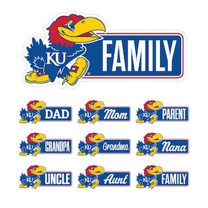 Kansas Jayhawks Proud Family Die Cut Decal Officially Licensed Collegiate Product