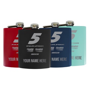 Kyle Larson #5 Nascar 7 oz Stainless Steel Flask - Customizable