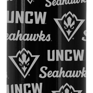 Vaso térmico de 24 oz con tapa de rosca, grabado y con licencia oficial de los North Carolina Wilmington Seahawks. Black