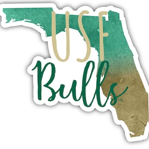 South Florida Bulls Watercolor State Die Cut Decal