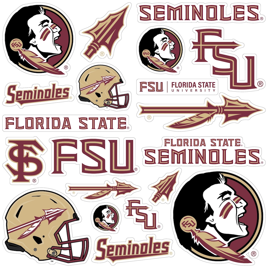 Fsu Sticker Designs Florida State Seminoles Officially Licensed College Sticker Multipack ...