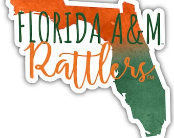 Florida A&M Rattlers Watercolor State Die Cut Decal