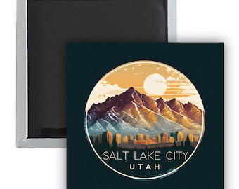 Salt Lake City Utah Design B Souvenir 2.5 x 2.5-Inch Fridge Magnet
