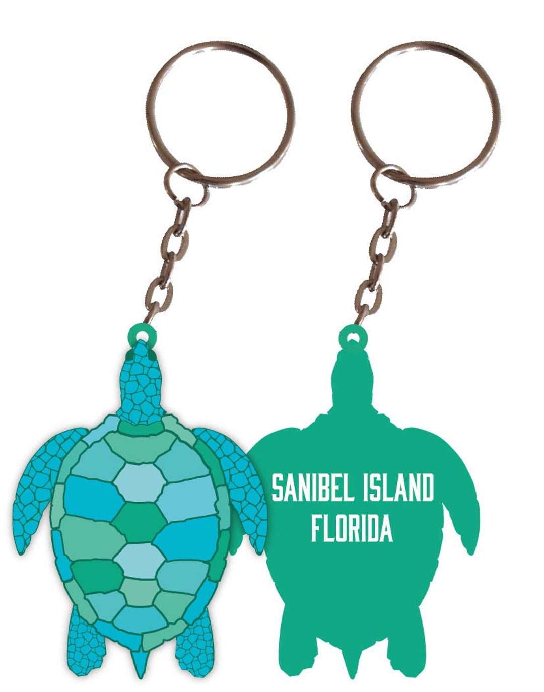 Sanibel Island Florida Turtle Metal Keychain 