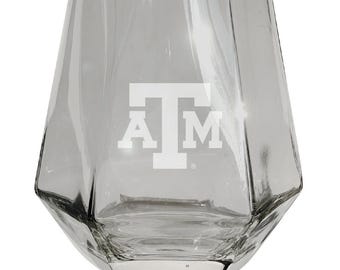 Texas A&M Aggies 10 oz Engraved Diamond Wine Glass