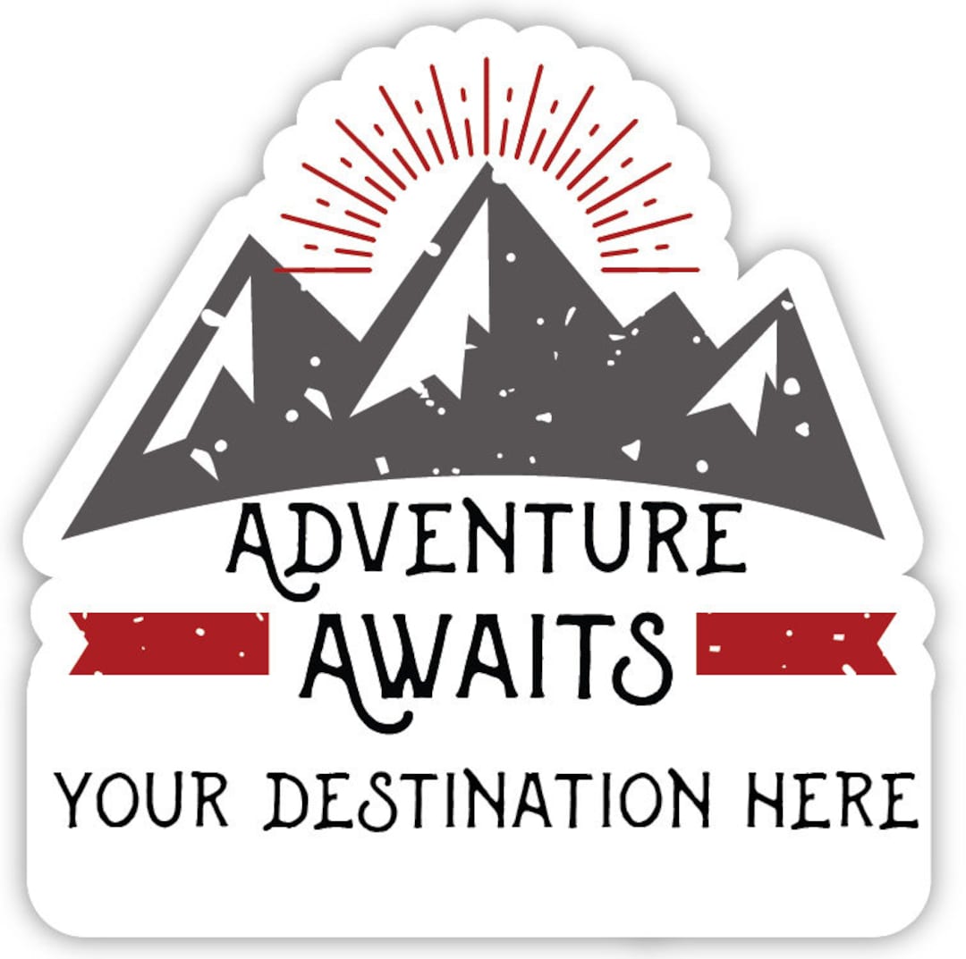 Personalized Custom Adventure Awaits Souvenir Vacation Travel 4 Vinyl ...