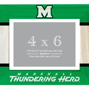 Marshall Thundering Herd Wooden Photo Frame Matted to 4 x 6 Inch Officially Licensed