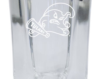 Tulane University Green Wave 2 oz Engraved Square Shot Glass Officially Licensed