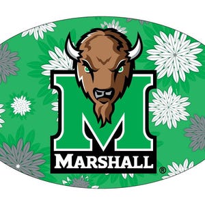 Marshall Thundering Herd Pattern Oval Magnet