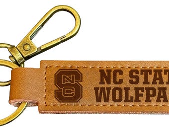 NC State Wolfpack Leather Keychain 3.25" Long
